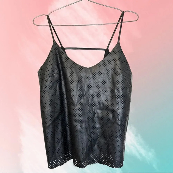 Stella Luce Tops - Stella Luce Faux Leather Open Back Tank size Medium